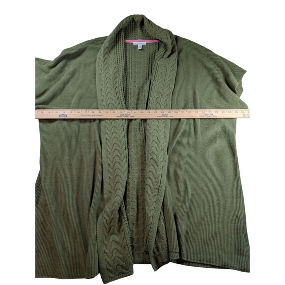 Isaac Mizrahi Open Front Cardigan with Stitch Detail Green 3XL - Picture 3 of 10